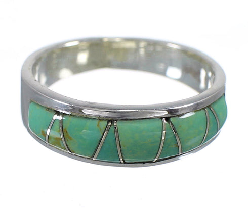 Southwest Turquoise Authentic Sterling Silver Ring Size 6-3/4 AX88345